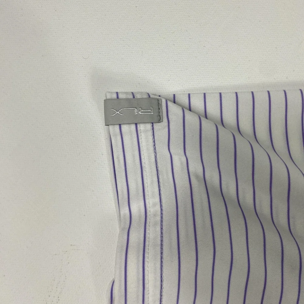 RLX Ralph Lauren Polo Shirt Mens XL White Purple Stripe Golf Performance Wicking